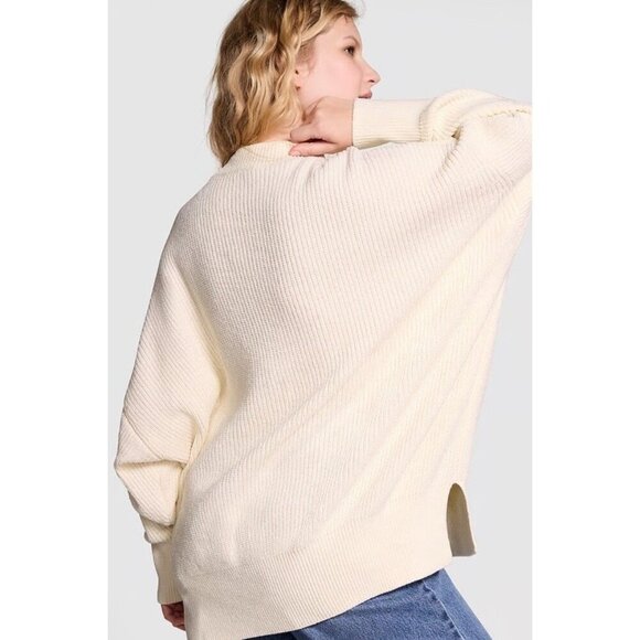 PINK CHENILLE CREWNECK Oversized Sweater PULLOVER White Shell Size XXL A000459 - Picture 2 of 2